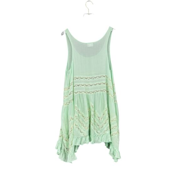 Free People Voile and Lace Pastel Mint Green Polka Dot Trapeze Slip Tank Dress - Picture 6 of 13